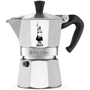 Bialetti - Moka Express: Iconic Stovetop Espresso Maker, Makes Real Italian Coffee, Moka Pot 3 Cups (4.3 Oz - 130 Ml), Aluminium, Silver