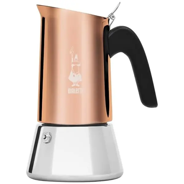 Bialetti - New Venus Induction, Stainless Steel Stovetop Espresso Coffee Maker, Suitable for all Types of Hobs, 6 Cups (7.9 Oz), Copper,Silver