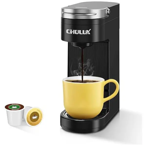 CHULUX Single Serve Coffee Maker for K-Cup Pods & Ground Coffee, 2-in-1 Slim One Cup Coffee Machine with 5 to 12oz Brew in Minutes, Fits 7.3"...