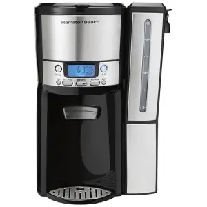 Hamilton Beach One Press Programmable Dispensing Drip Coffee Maker with 12 Cup Internal Brew Pot, Water Reservoir, Black and Silver (47950)