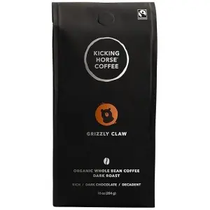 Kicking Horse Coffee, Grizzly Claw, Dark Roast, Whole Bean, 10 Oz - Certified Organic, Fairtrade, Kosher Coffee