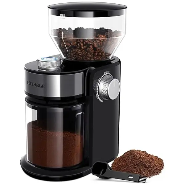 KIDISLE Electric Burr Coffee Grinder 3.0, Automatic Flat Burr Coffee for French Press, Drip Coffee and Espresso, Adjustable Burr Mill with 16...