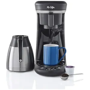 Mr. Coffee Coffee Maker, Programmable Coffee Machine for Single Serve or Carafe Coffee, 10 Cups, Black