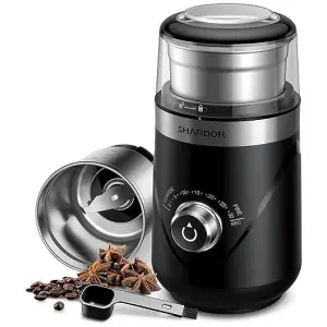 SHARDOR Adjustable Coffee Grinder Electric, Spice Grinder, Coffee Bean Grinder, Espresso Grinder with 1 Removable Stainless Steel Bowl, Black